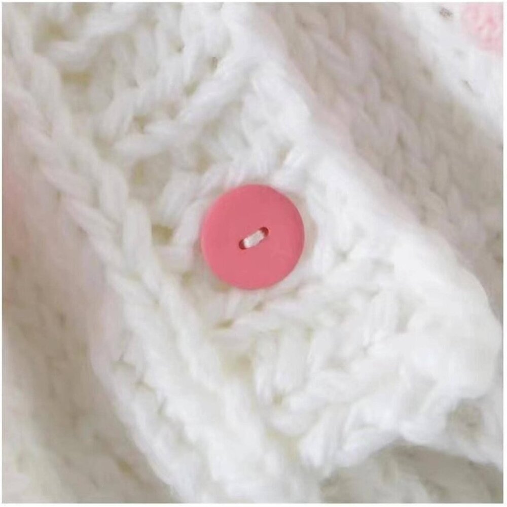 Women's Pink Knit Cardigan 100% Acrylic V Neck Button Embroidered Strawberry - Picture 6 of 6